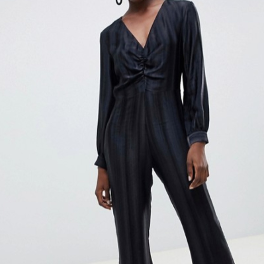 ASOS WHITE self stripe wide leg jumpsuit